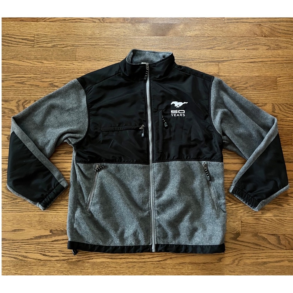 GOGO Sports Ford Mustang 50 Years Fleece Jacket Mens XXL Grey Black Full Zip